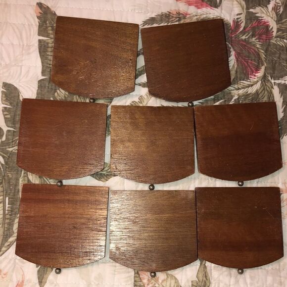 Vintage Antique Wooden Coaster Set of 7 - Picture 9 of 9